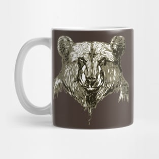 Forest Woodcut Grizzly Bear Illustration Mug